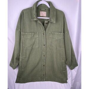 XL Free People Madison City Olive Utility Jacket - Oversized Button-Front